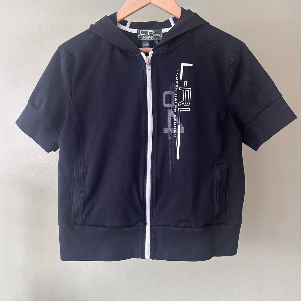 Lauren Ralph Lauren Active BlackWomen's Short Sleeve Zip-Up
Hoodie Sweatshirt XL - Picture 2 of 11